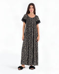 Women's Short-Sleeve Lace-Trim Abaya
