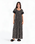 Women's Short-Sleeve Lace-Trim Abaya