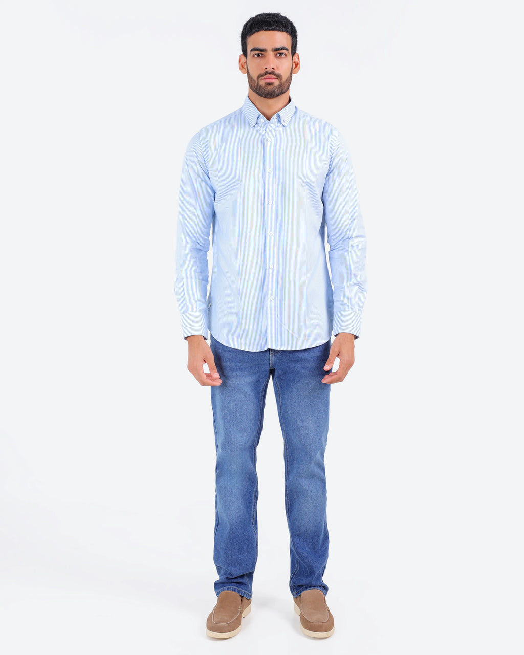 قميص مقلم اكسفور بكم *m-2xl*BeNeshty