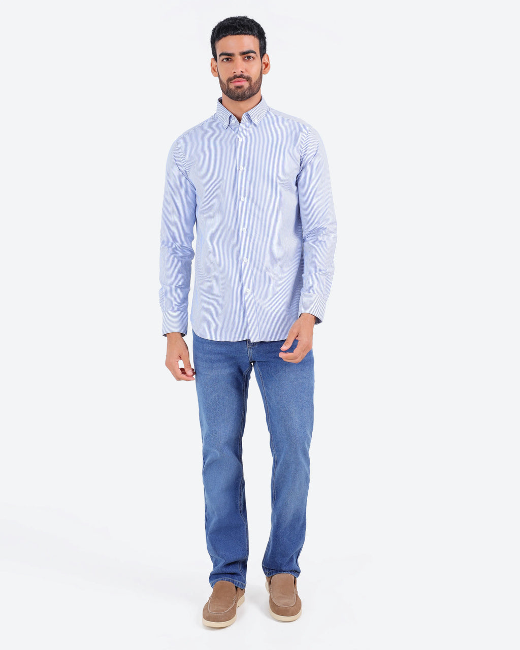 قميص مقلم اكسفور بكم *m-2xl*BeNeshty