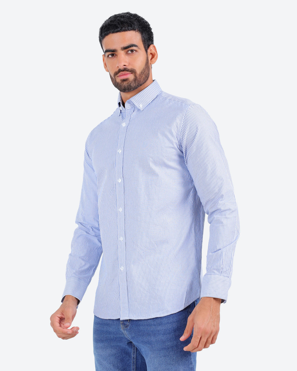 قميص مقلم اكسفور بكم *m-2xl*BeNeshty