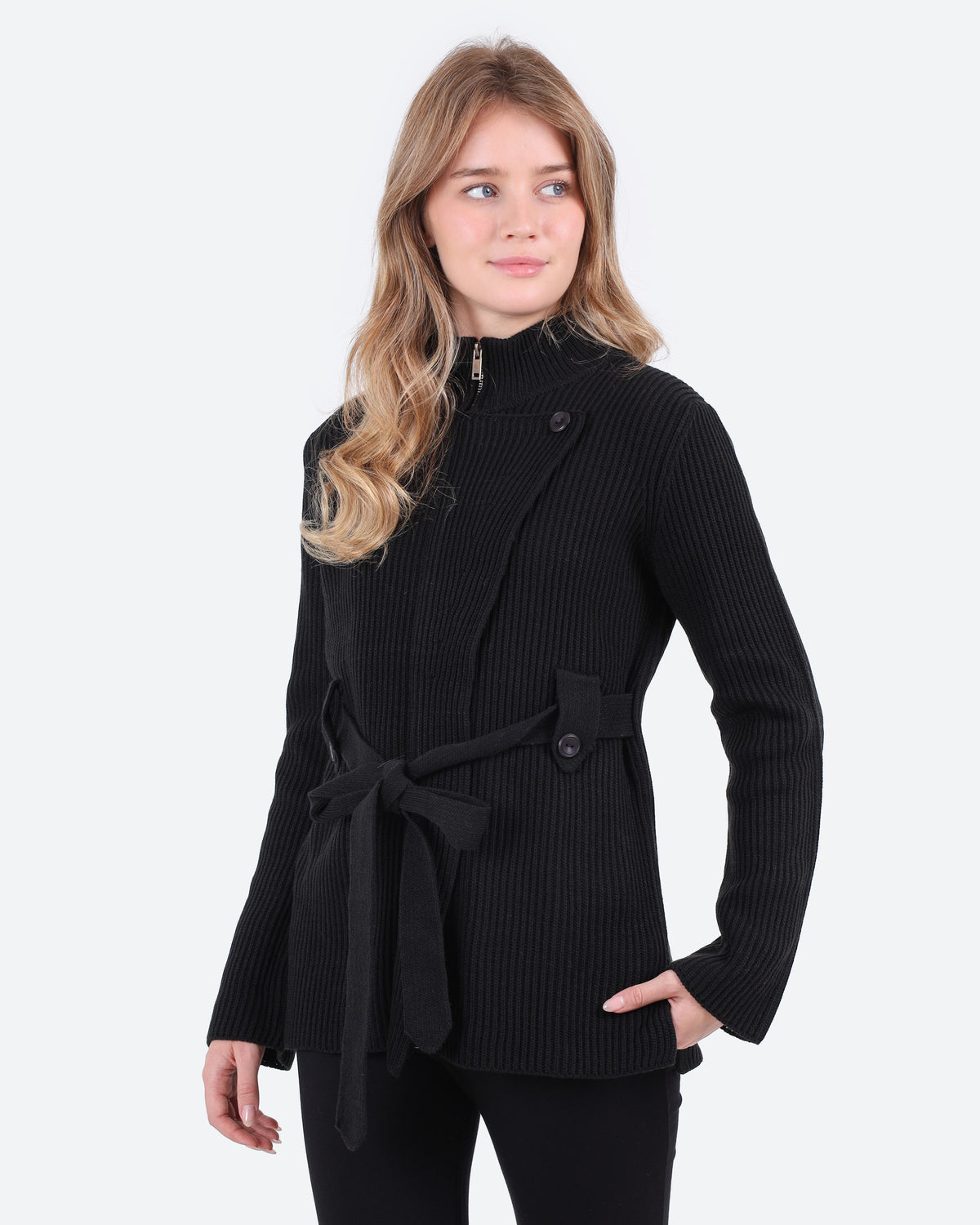 Women's Belted Knit Jacket