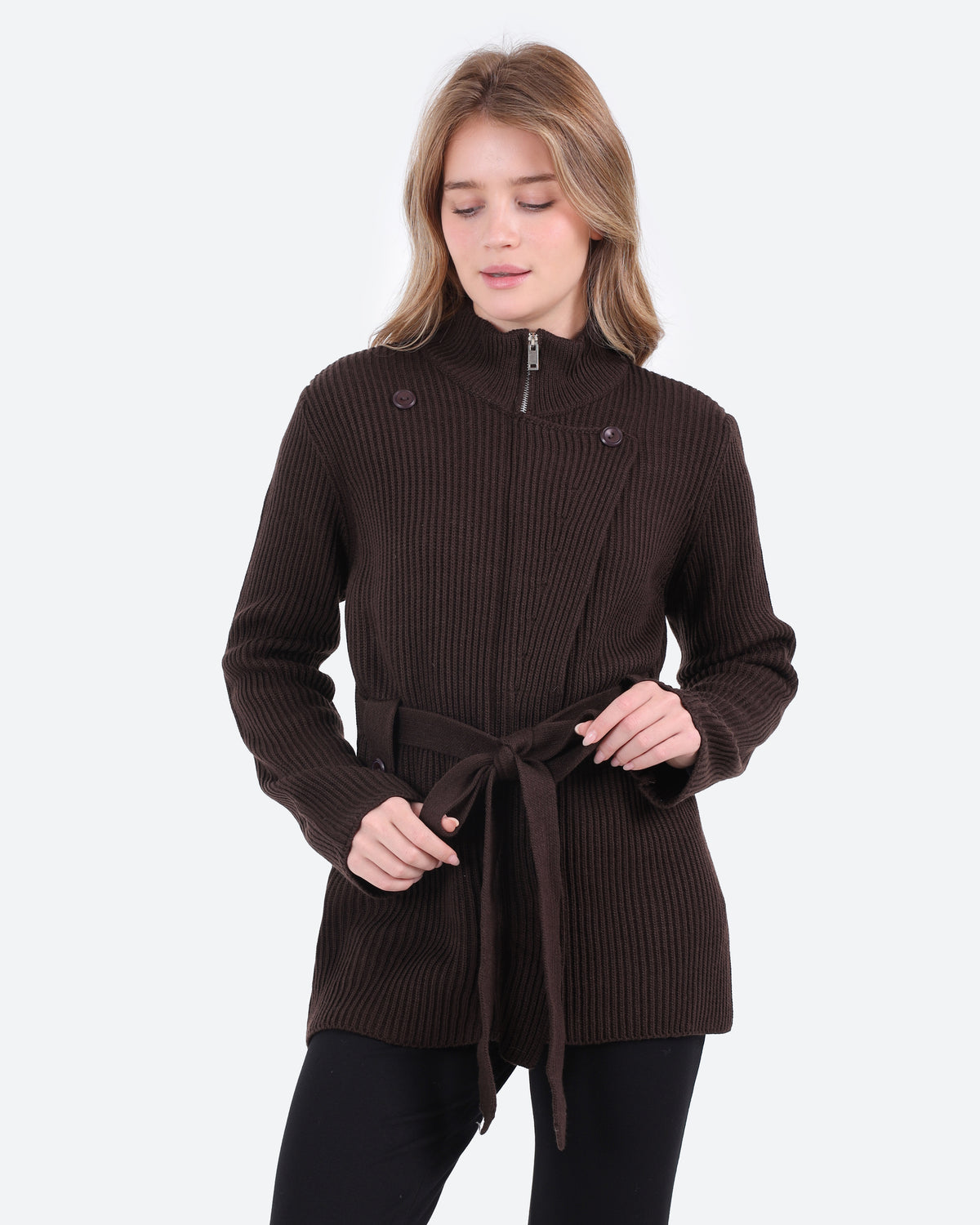 Women's Belted Knit Jacket
