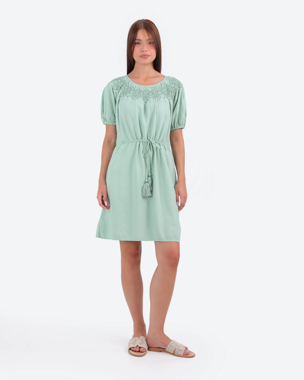 Women's Short-Sleeve Embroidered Dress