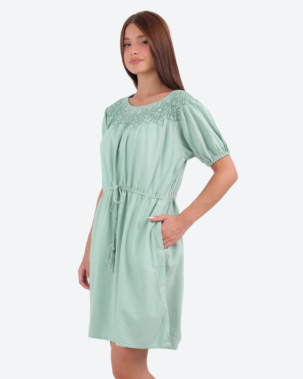 Women's Short-Sleeve Embroidered Dress
