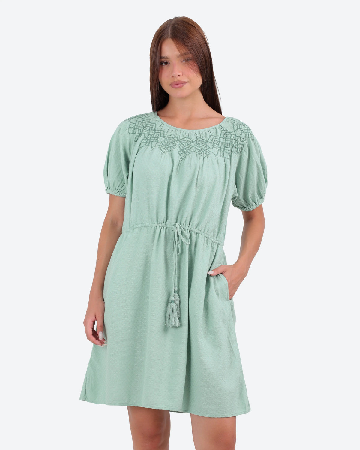 Women's Short-Sleeve Embroidered Dress