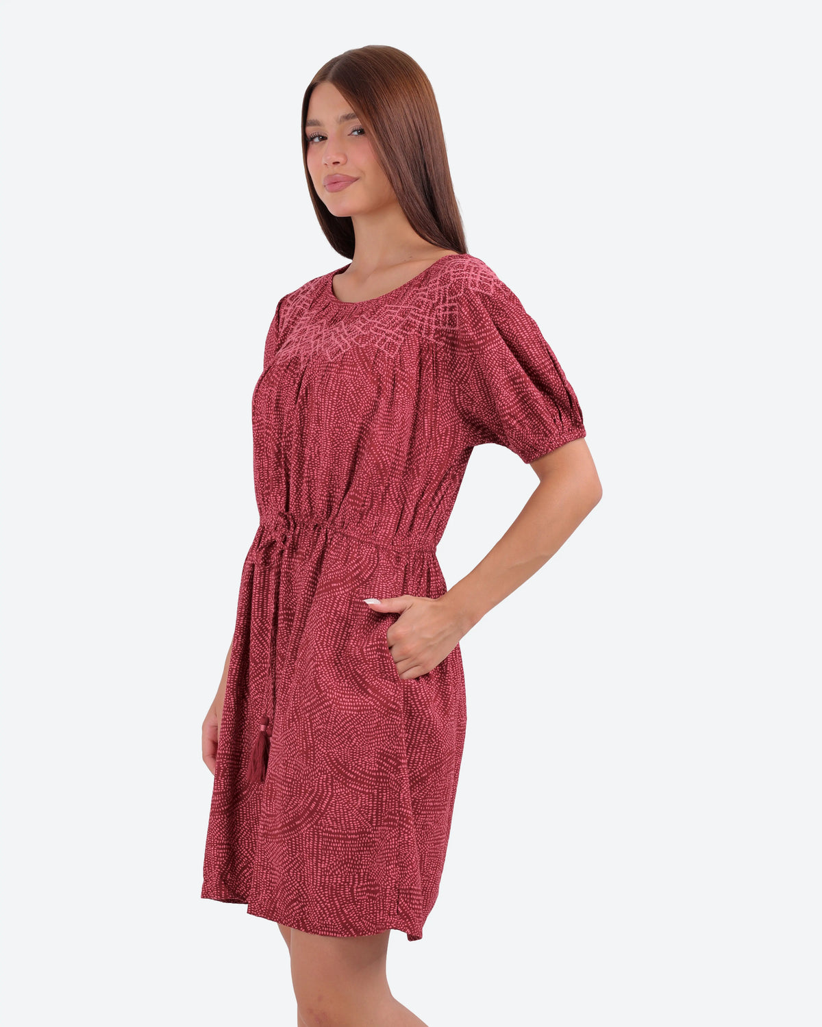 Women's Short-Sleeve Embroidered Dress