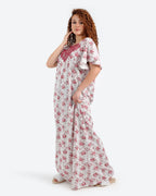 Women's Short-Sleeve Lace-Trim Abaya
