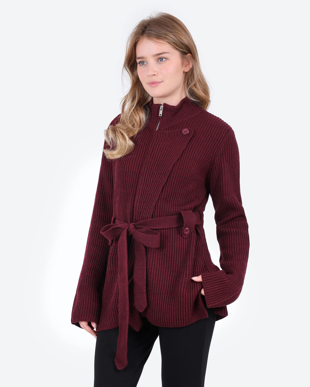 Women's Belted Knit Jacket