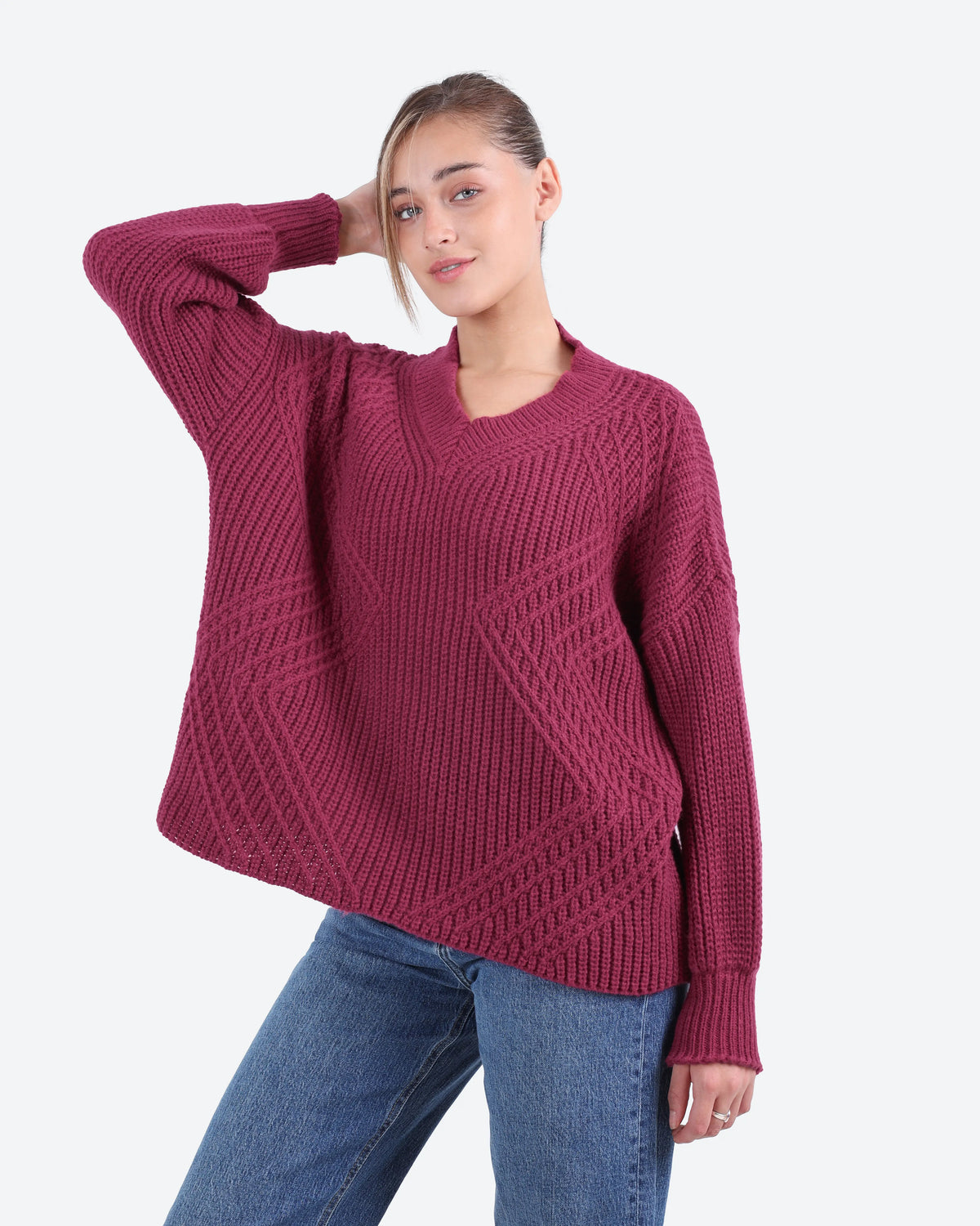 Women's Oversized Textured Knit Sweater