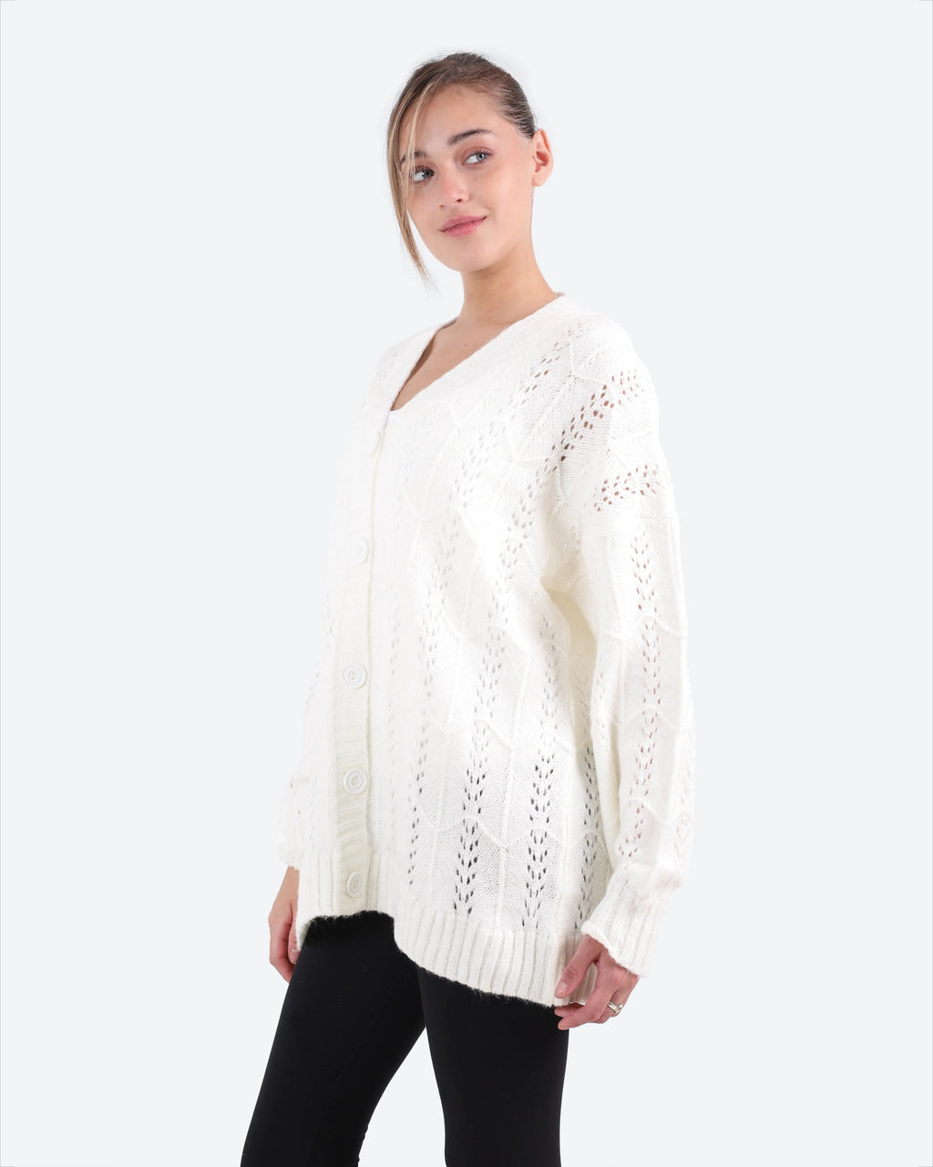 Women's Pointelle Knit Cardigan