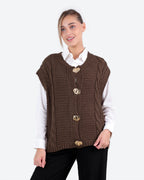 Women's Cable-Knit Buttoned Vest