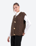 Women's Cable-Knit Buttoned Vest
