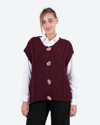 Women's Cable-Knit Buttoned Vest