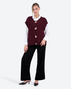 Women's Cable-Knit Buttoned Vest