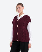 Women's Cable-Knit Buttoned Vest