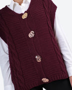 Women's Cable-Knit Buttoned Vest
