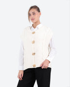 Women's Cable-Knit Buttoned Vest