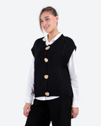 Women's Cable-Knit Buttoned Vest