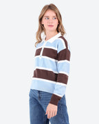 Women's Striped Polo Sweater