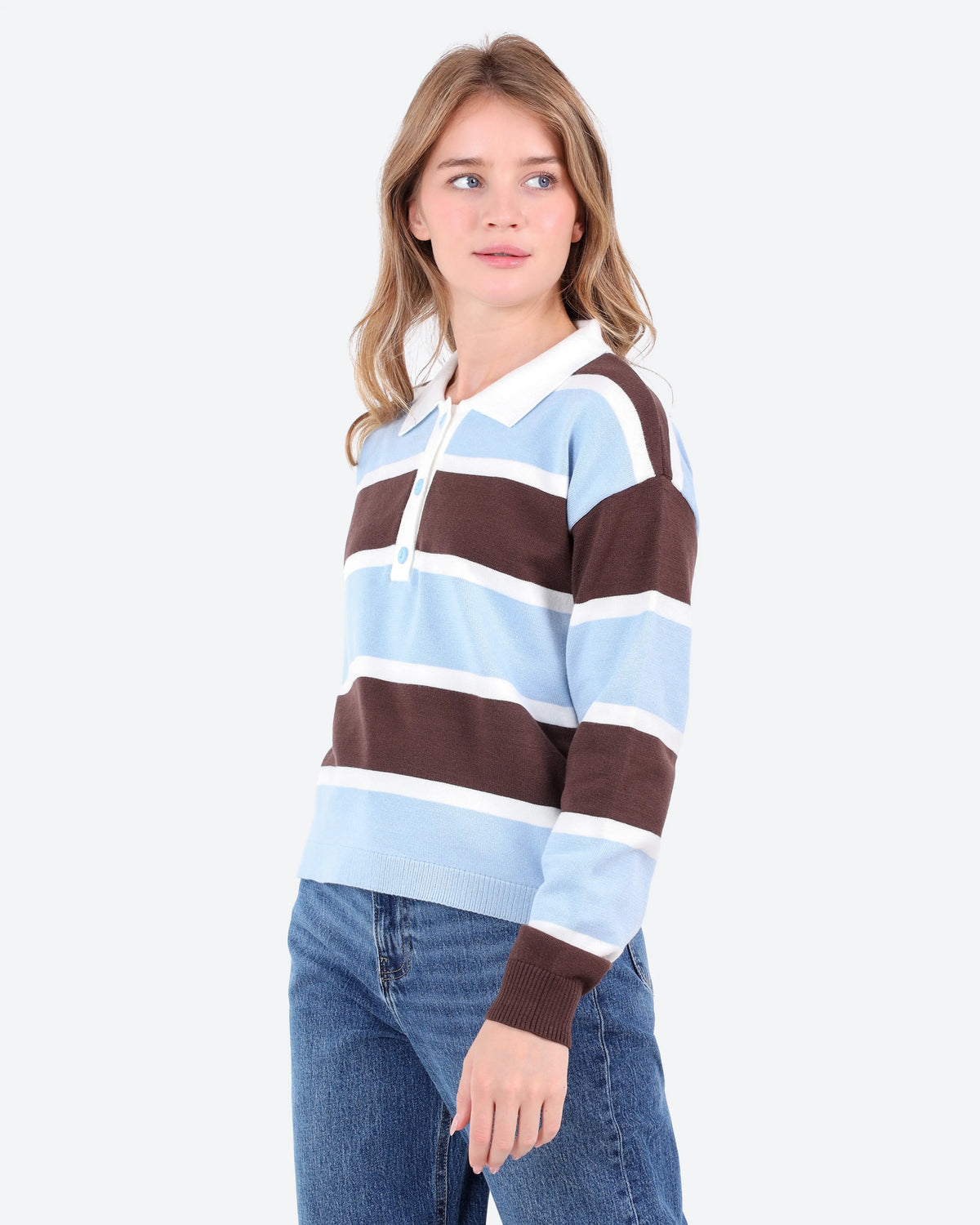 Women's Striped Polo Sweater
