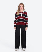 Women's Striped Polo Sweater