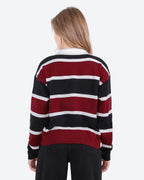 Women's Striped Polo Sweater