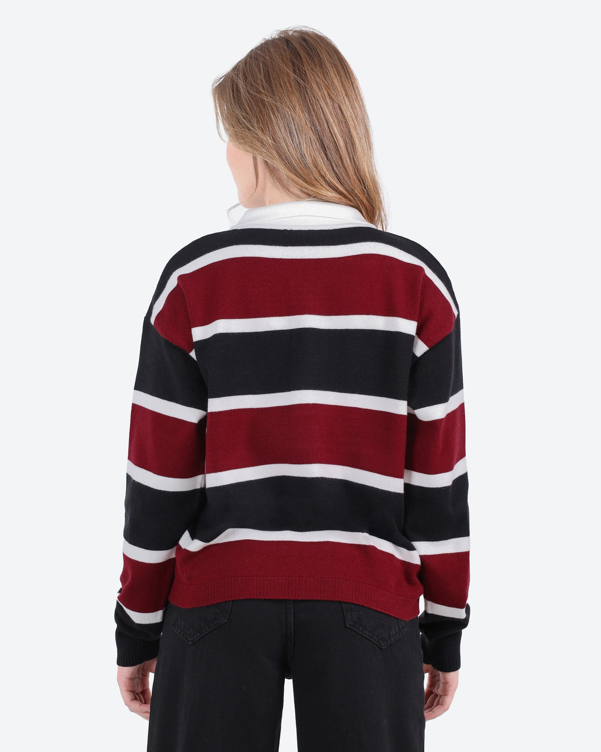 Women's Striped Polo Sweater