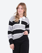 Women's Striped Polo Sweater