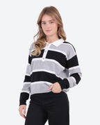 Women's Striped Polo Sweater