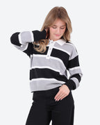 Women's Striped Polo Sweater