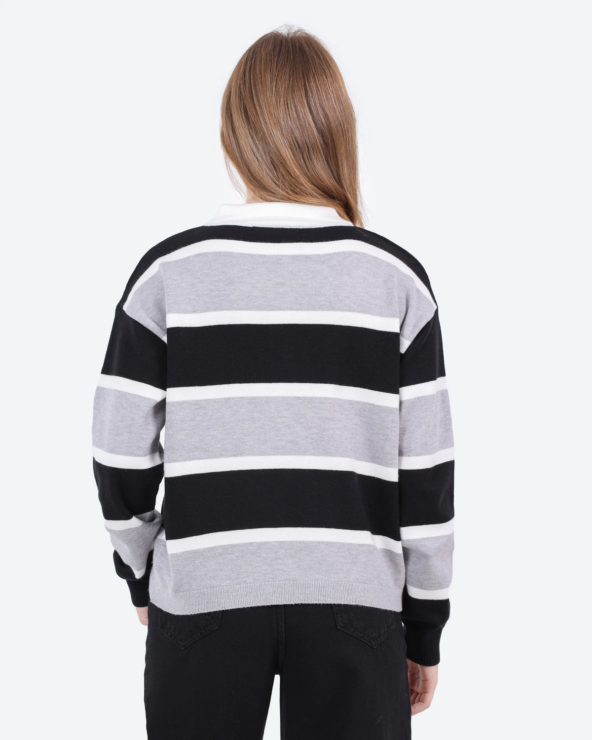 Women's Striped Polo Sweater
