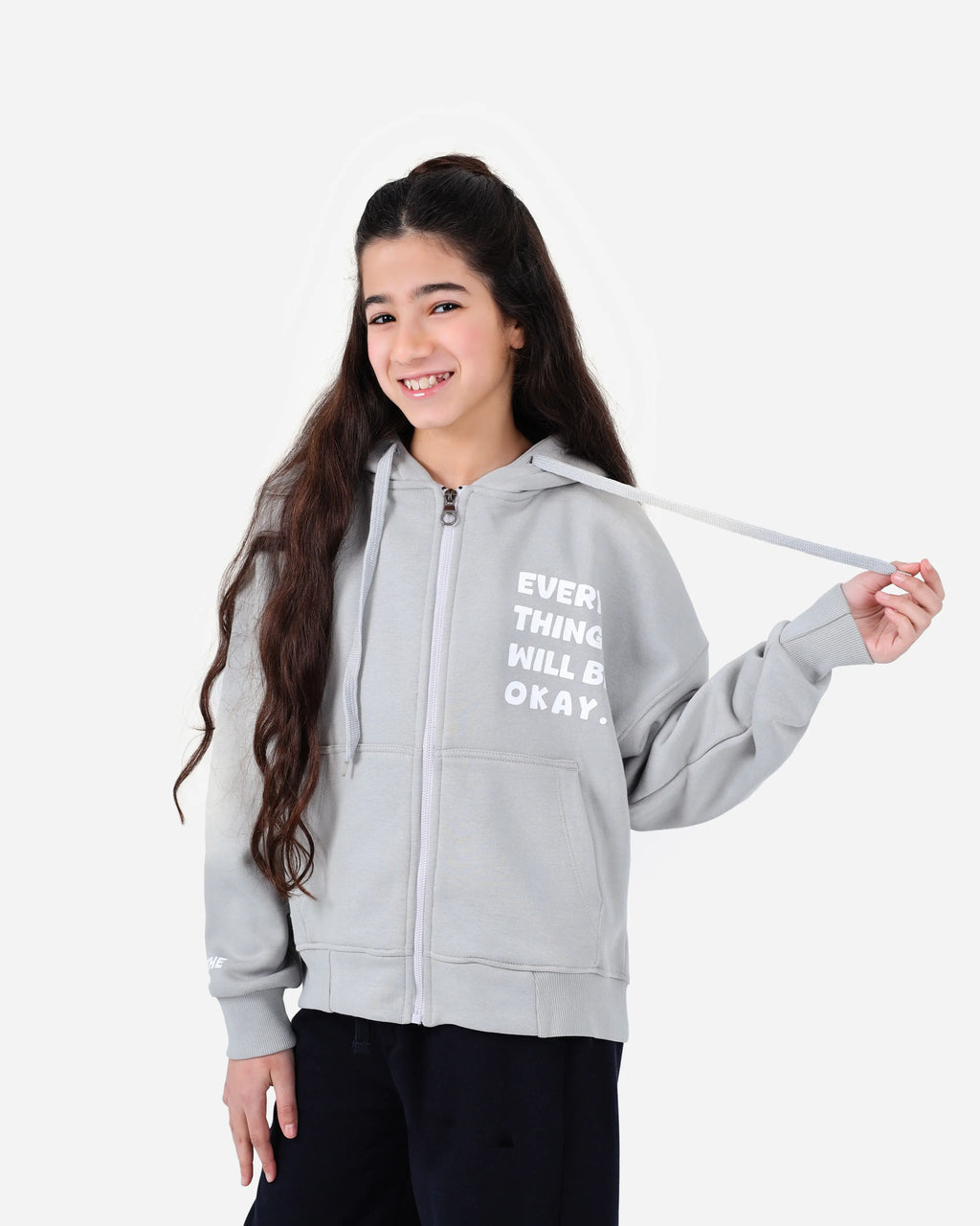 Girls' Zip Printed Hoodie