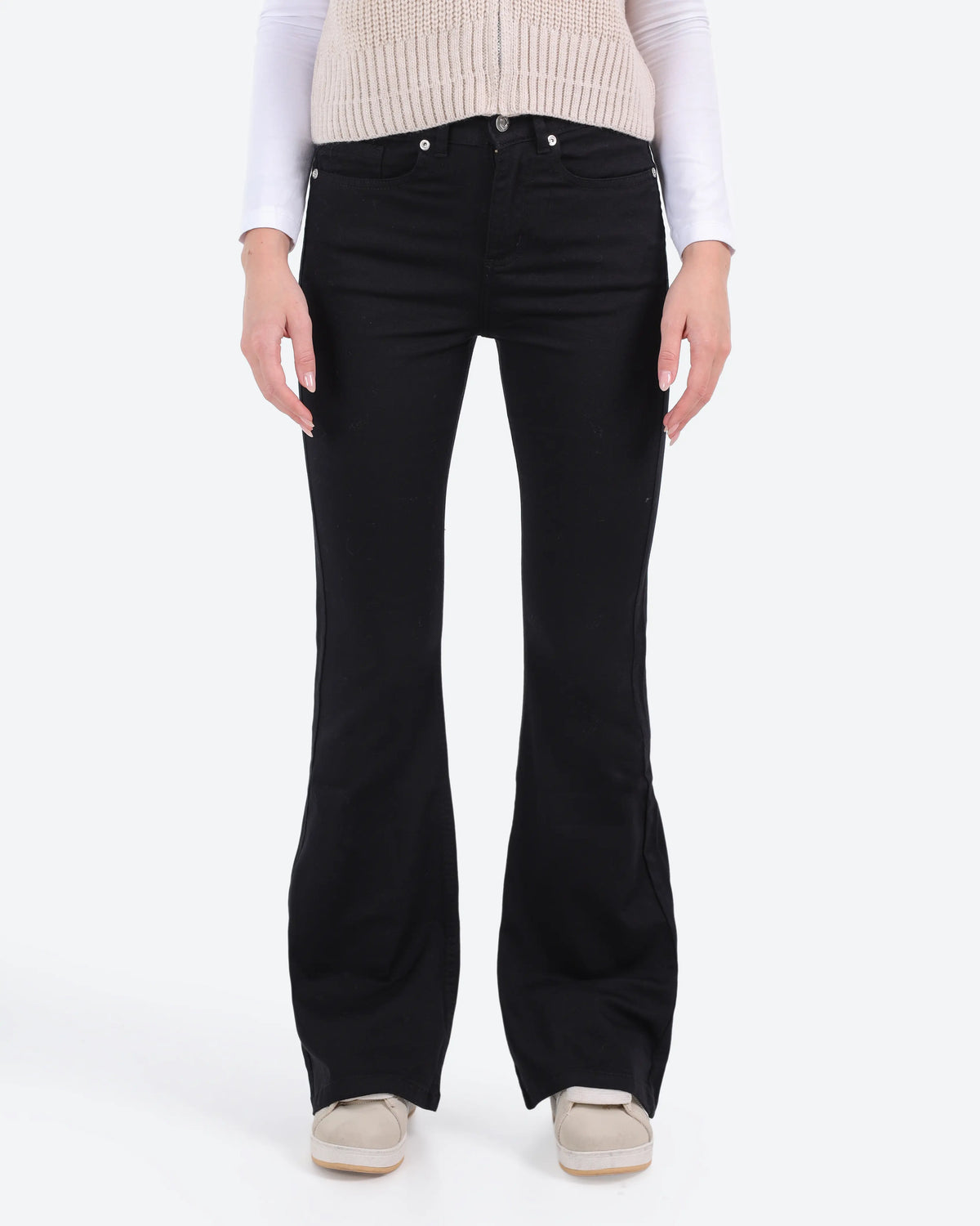 Women's Black Flared Gabardine Pants
