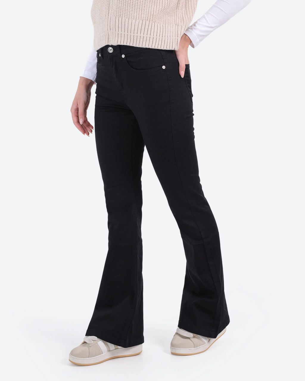 Women's Black Flared Gabardine Pants